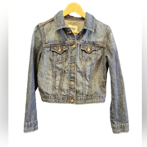 Old Navy Cropped Jean Jacket Medium - Picture 2 of 3